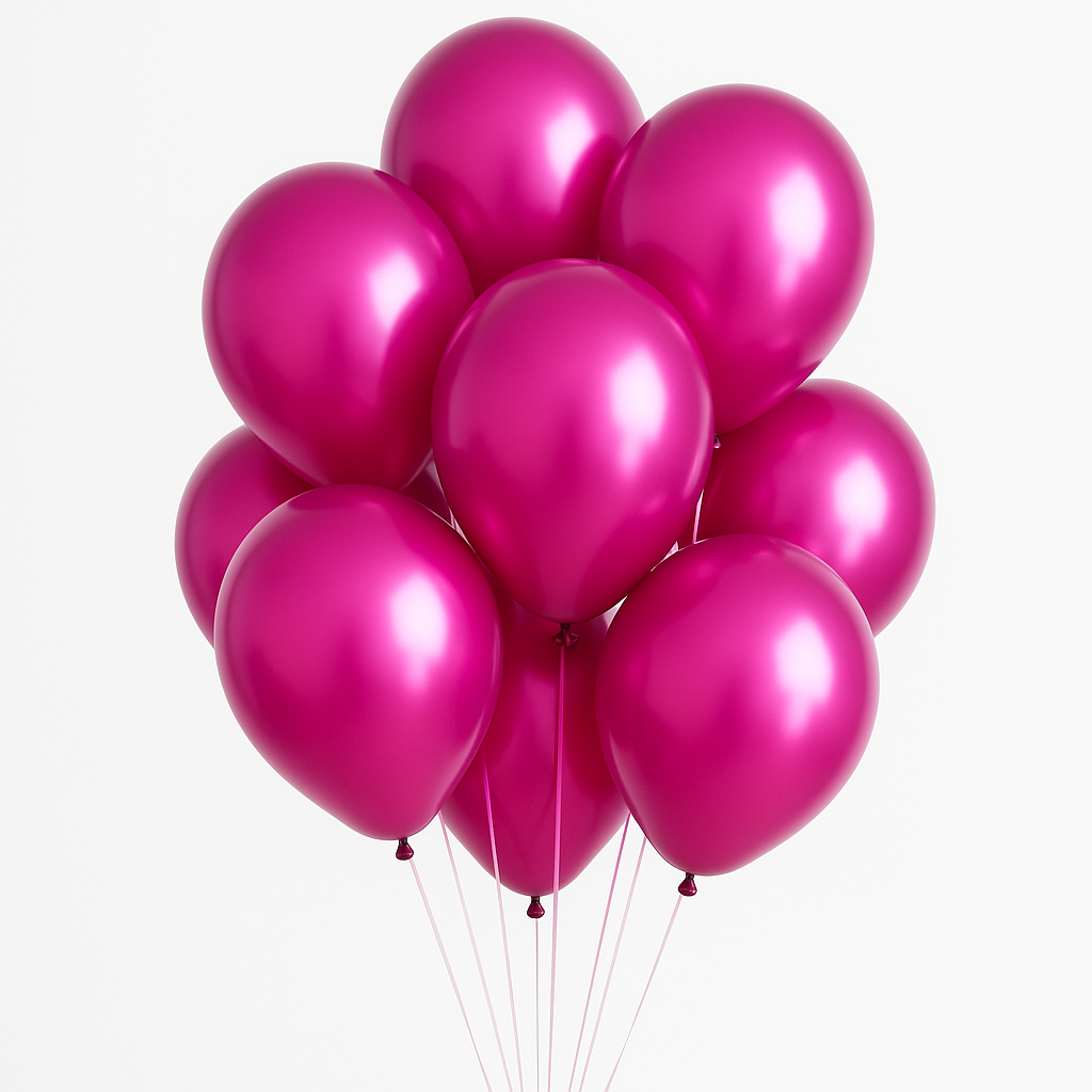 Metallic Fuchsia Balloons 12" and 10" | Premium Party Balloons for Birthday, Wedding & Event Decoration