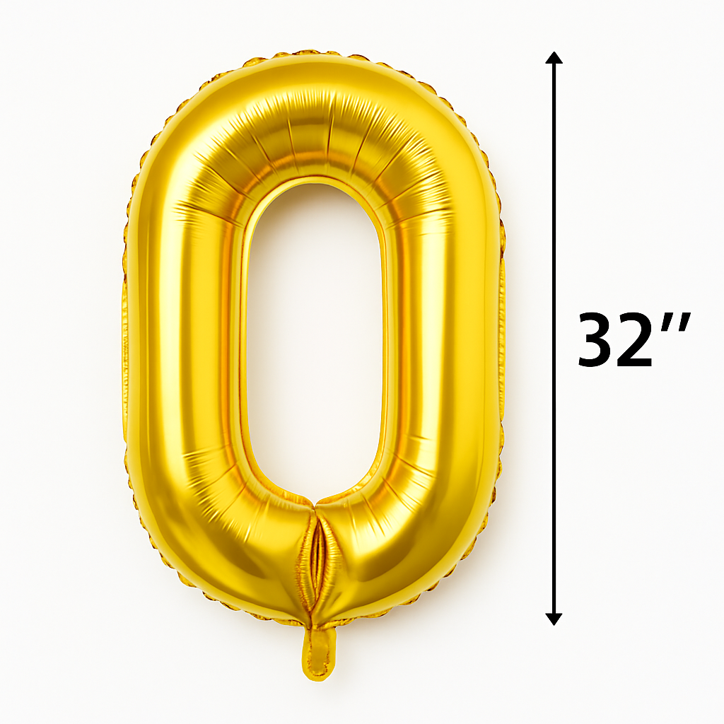 Number 0 gold  Balloon – 32” Foil – Birthday & Party Decor