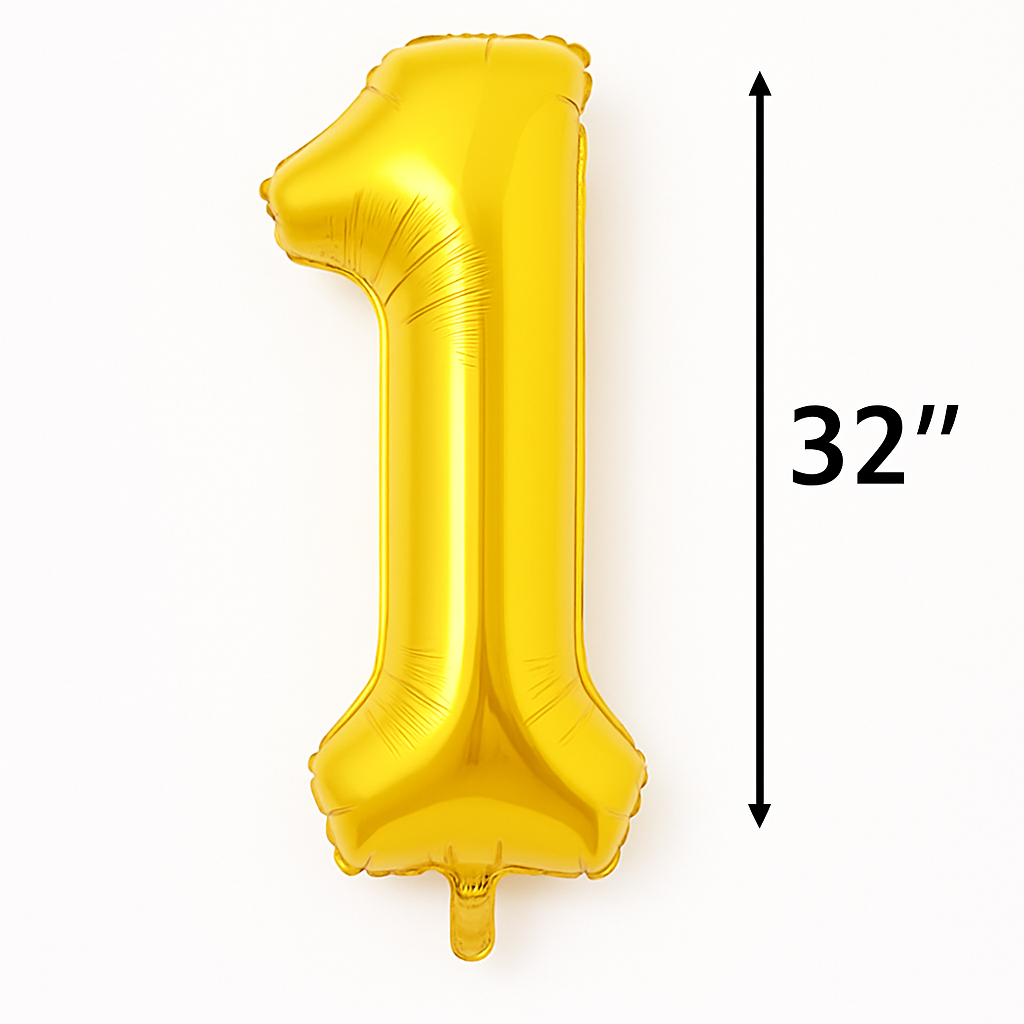 32” Gold Number 1 Balloon – Metallic Giant Foil Balloon for Birthday, Anniversary, Party Decoration