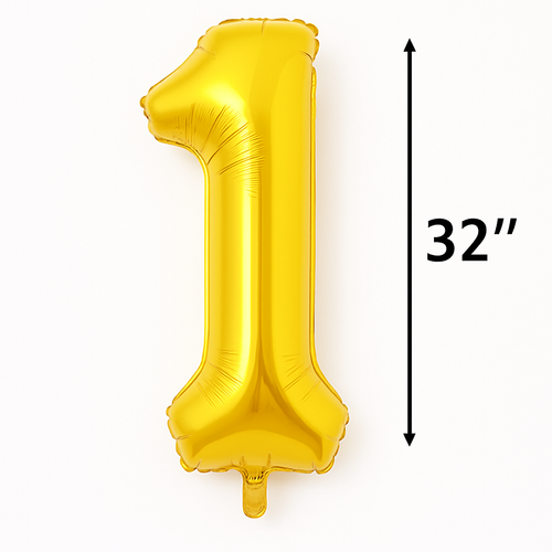 32” Gold Number 1 Balloon – Metallic Giant Foil Balloon for Birthday, Anniversary, Party Decoration